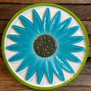 vintage blue green sunflower lucite acrylic resin trivet
